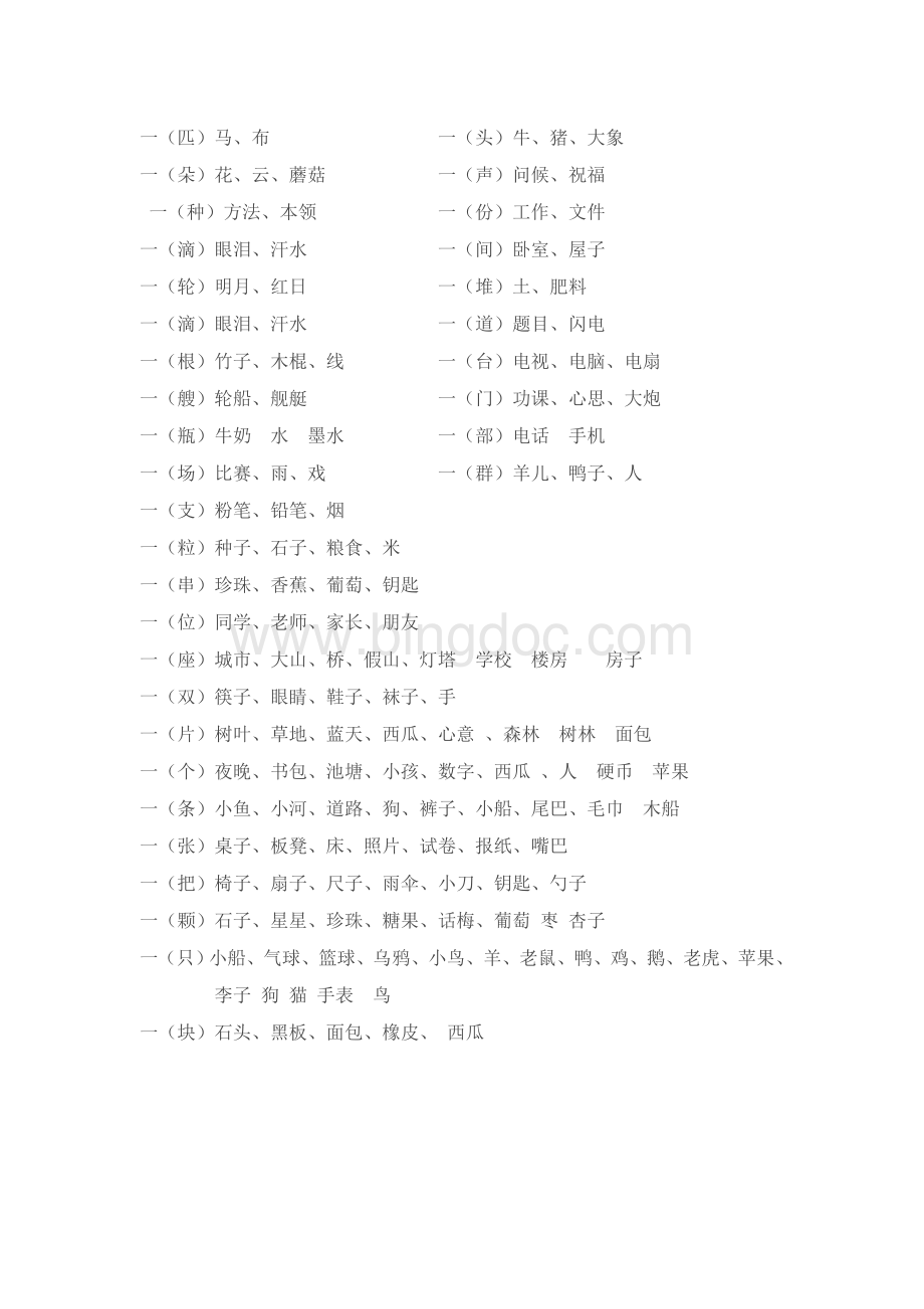 部编版一二年级常用量词大全文档格式.doc_第3页