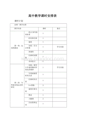 高中教学课时安排表.docx