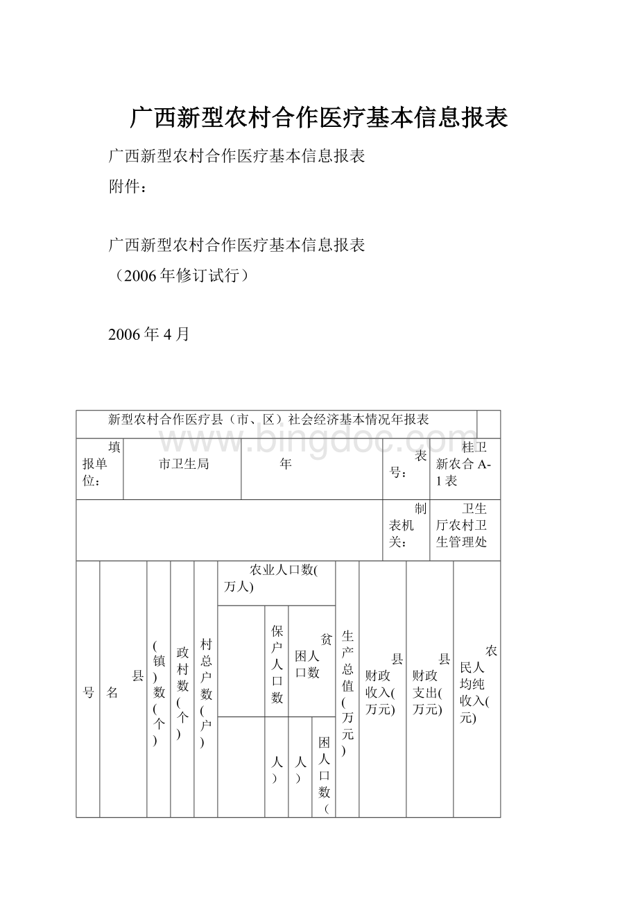 广西新型农村合作医疗基本信息报表Word文件下载.docx_第1页