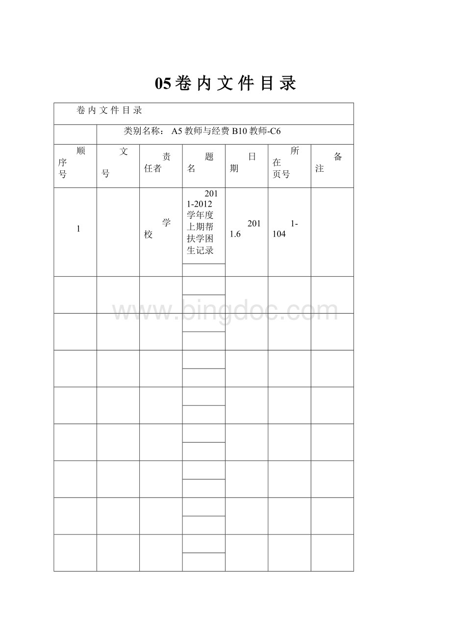 05卷内文件目录Word文件下载.docx