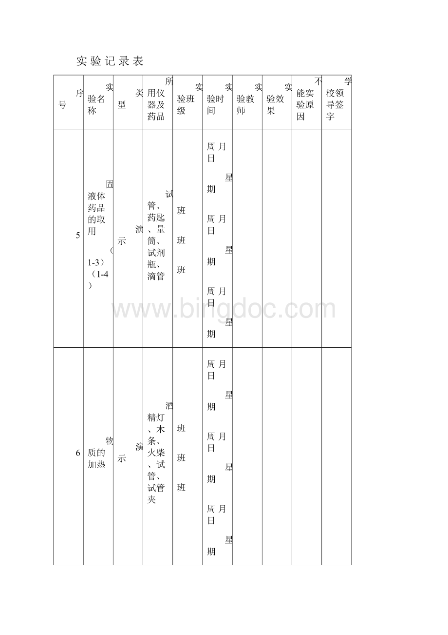 初中化学实验记录簿表.docx_第3页