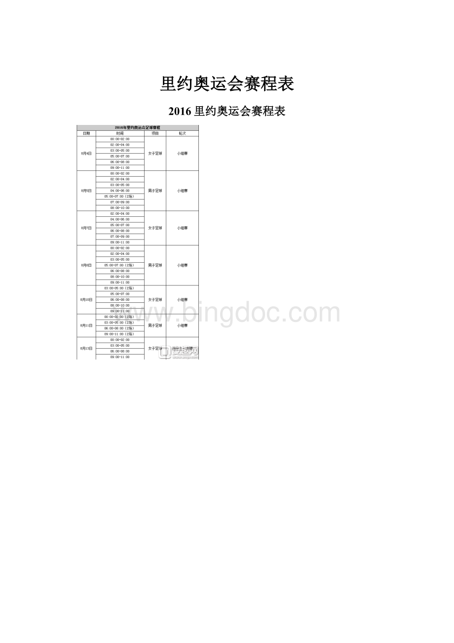 里约奥运会赛程表Word文件下载.docx_第1页