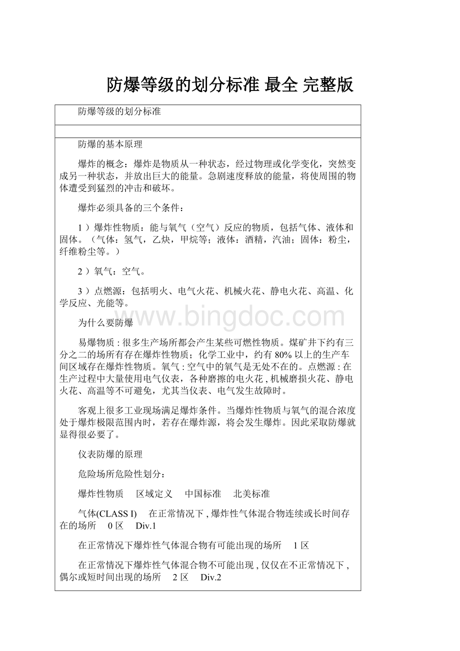 防爆等级的划分标准 最全 完整版.docx