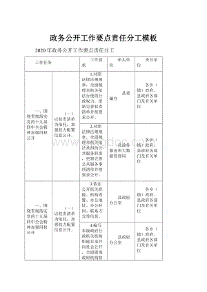 政务公开工作要点责任分工模板Word文档格式.docx