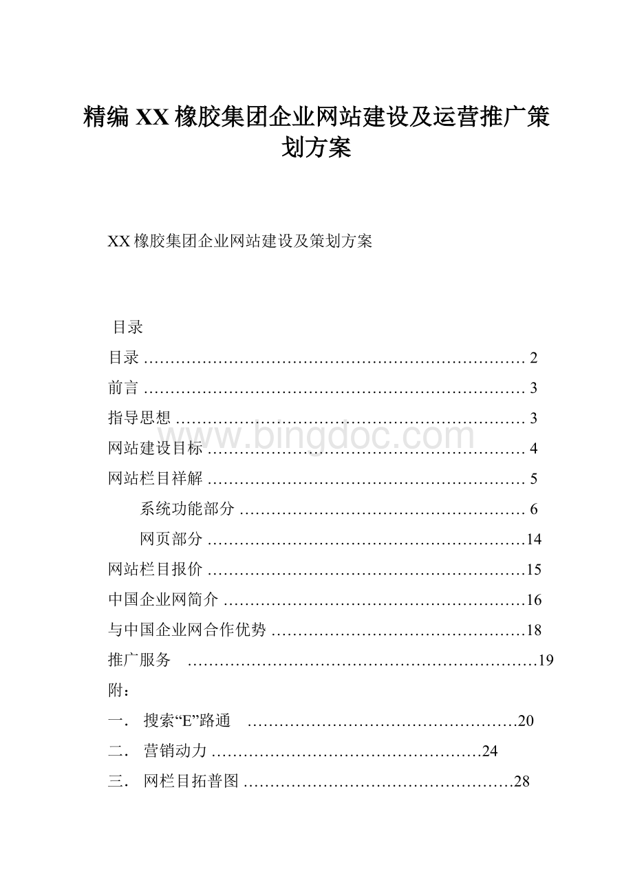 精编XX橡胶集团企业网站建设及运营推广策划方案Word文档下载推荐.docx