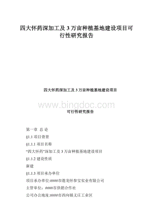 四大怀药深加工及3万亩种植基地建设项目可行性研究报告文档格式.docx