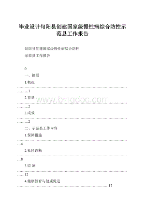 毕业设计旬阳县创建国家级慢性病综合防控示范县工作报告.docx