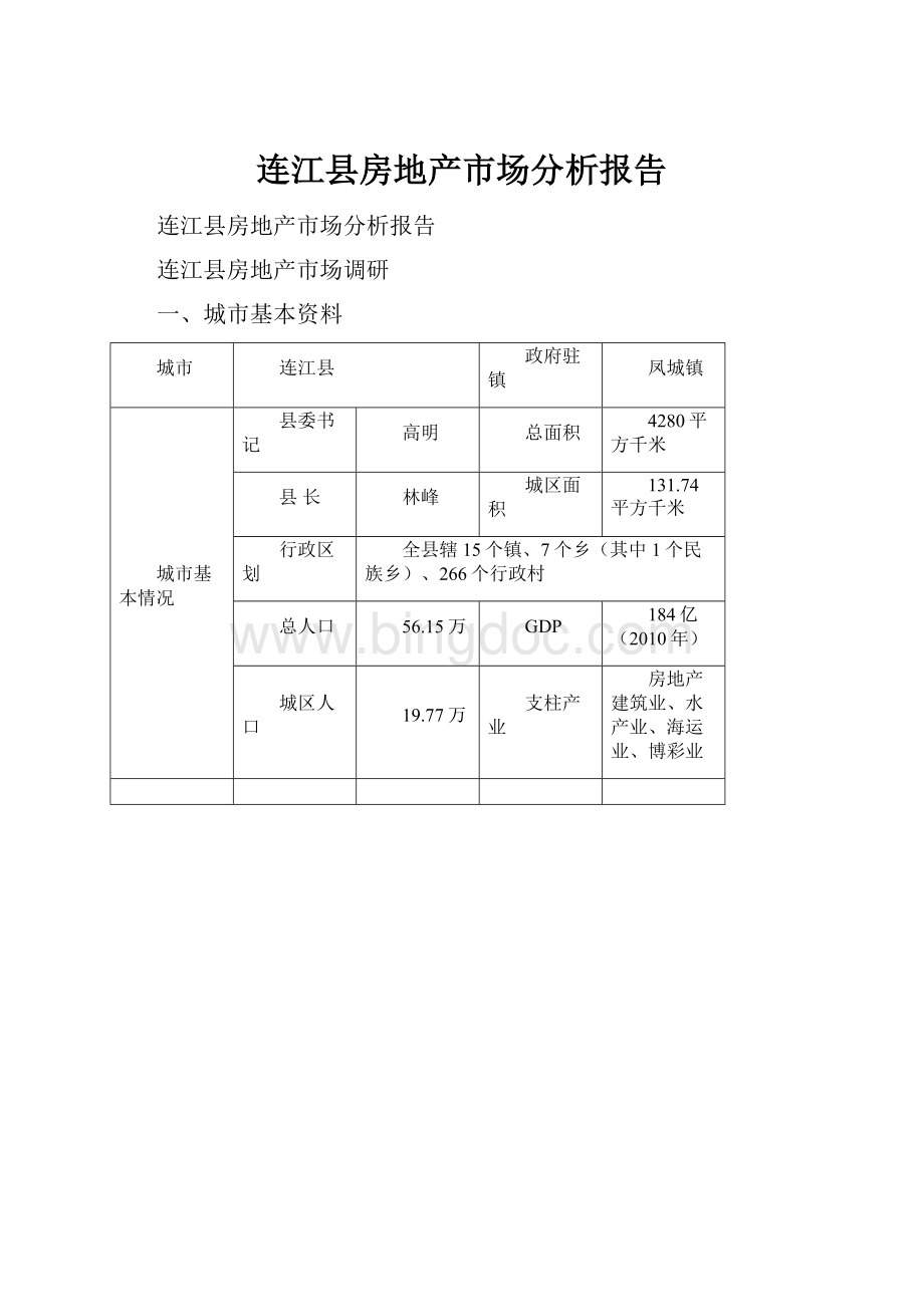 连江县房地产市场分析报告文档格式.docx_第1页