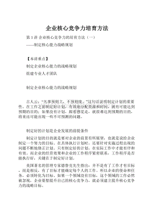 企业核心竞争力培育方法文档格式.docx