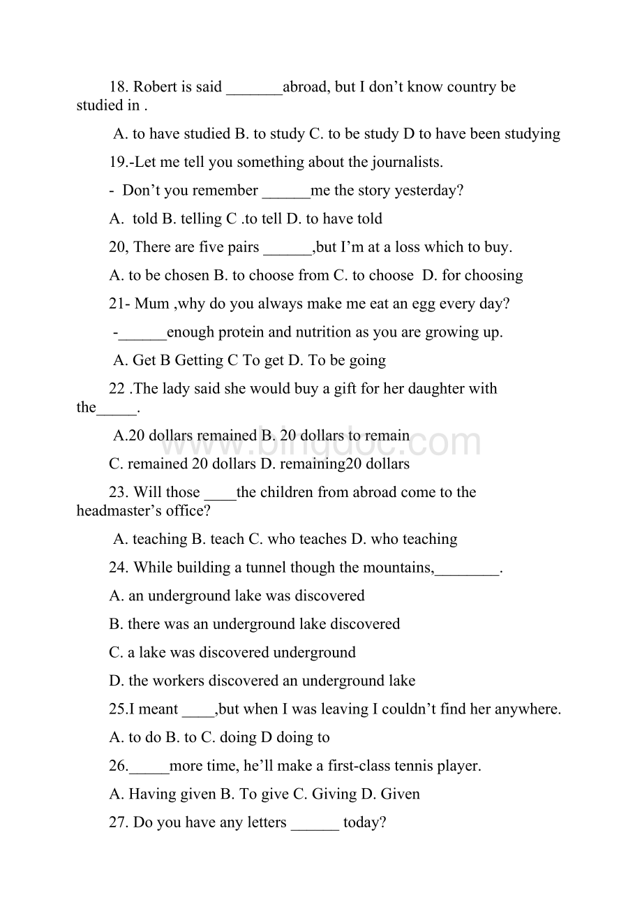 打印高中英语语法非谓语动词习题200.docx_第3页