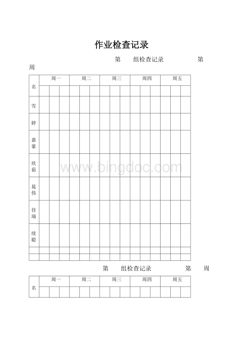 作业检查记录Word文档格式.docx