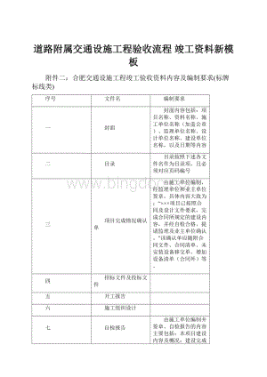 道路附属交通设施工程验收流程 竣工资料新模板Word文档下载推荐.docx