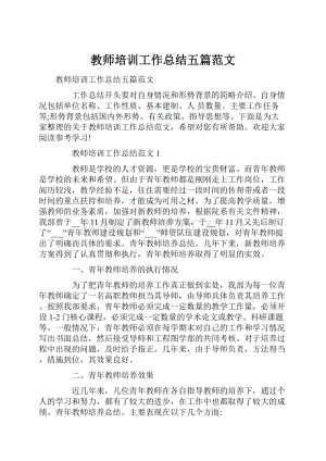 教师培训工作总结五篇范文.docx