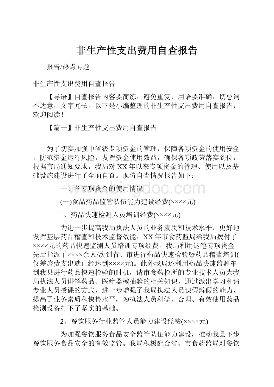 非生产性支出费用自查报告.docx_第1页