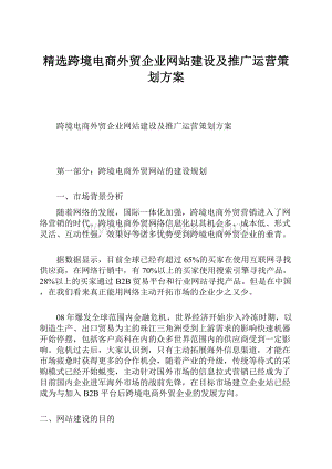 精选跨境电商外贸企业网站建设及推广运营策划方案Word文档格式.docx