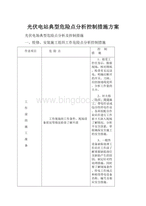 光伏电站典型危险点分析控制措施方案Word文档格式.docx