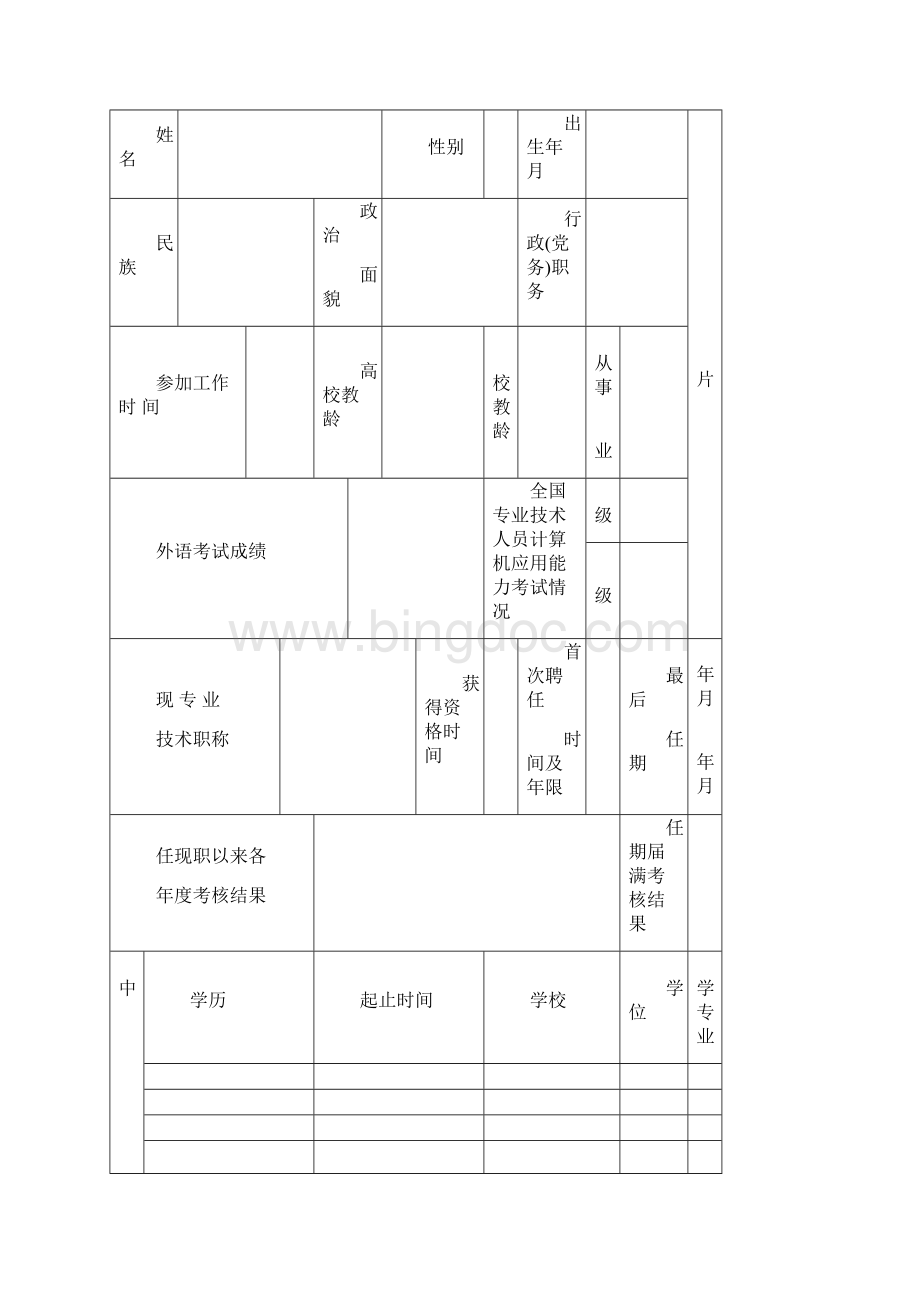 山东省高等学校党校教师职称评审表申报教师中级用表.docx_第2页