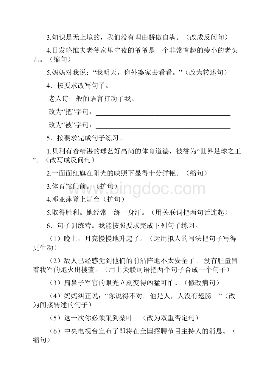 小升初语文知识专项训练基础知识二6句式转换27页Word格式文档下载.docx_第2页