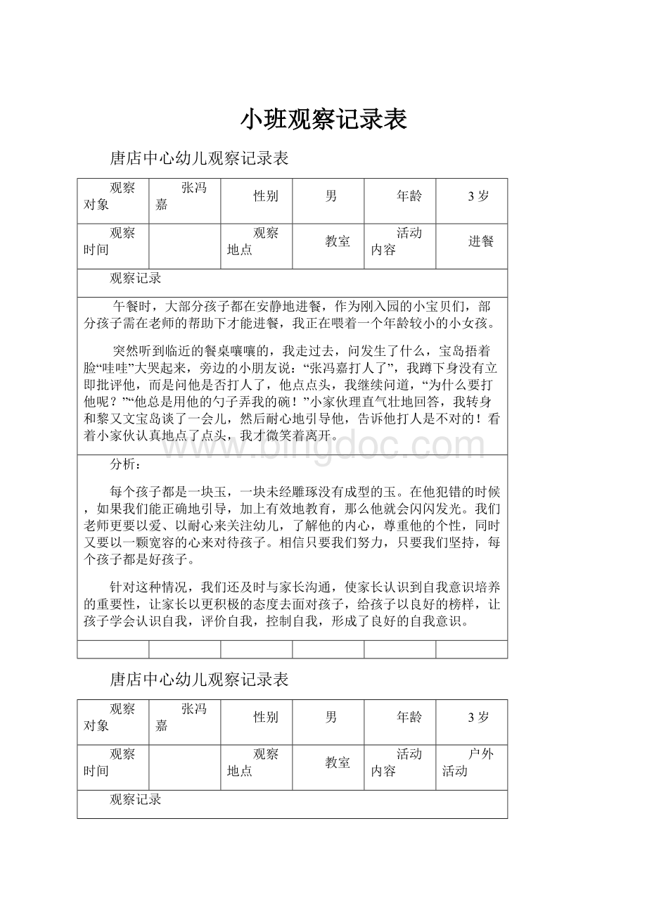 小班观察记录表.docx_第1页