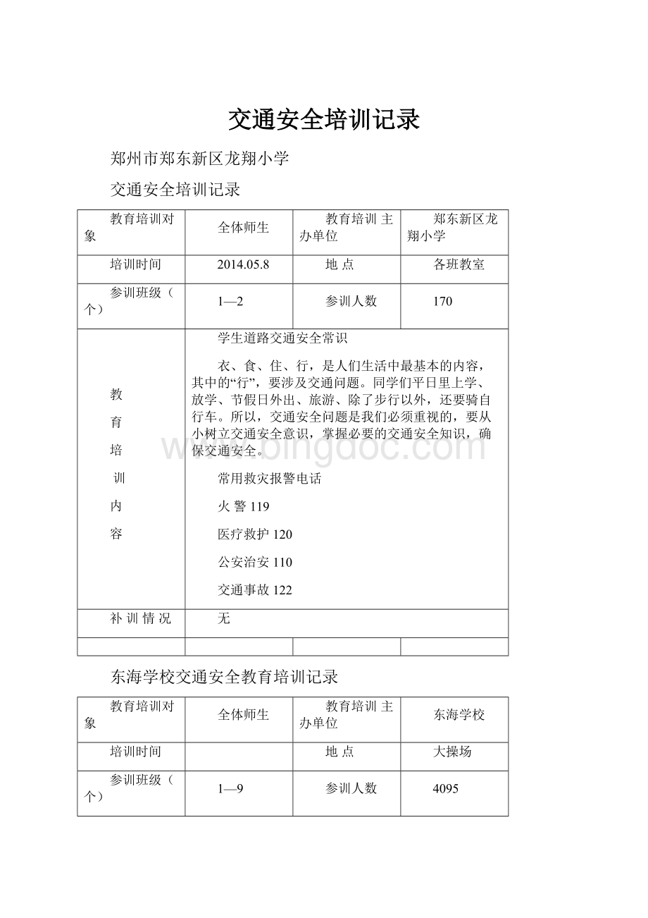 交通安全培训记录Word格式文档下载.docx