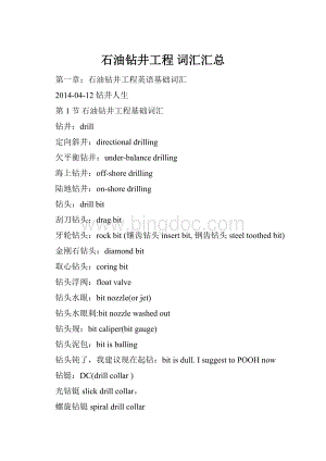 石油钻井工程 词汇汇总Word文档格式.docx