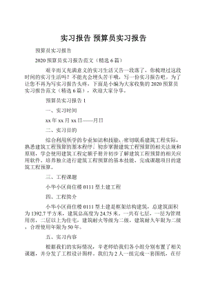 实习报告 预算员实习报告.docx