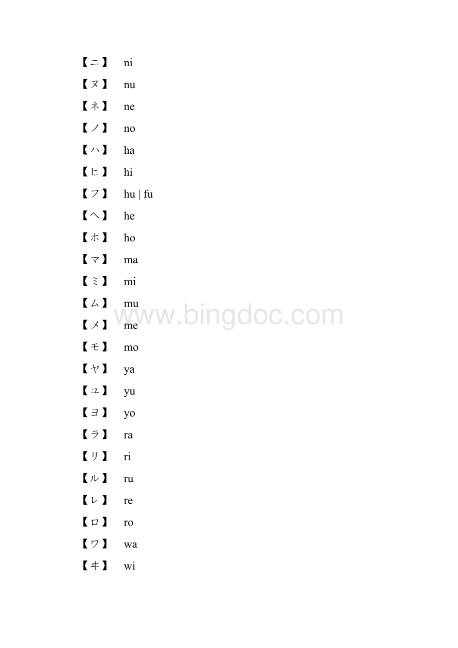 日本语カタカナとローマ字対照表.docx_第2页