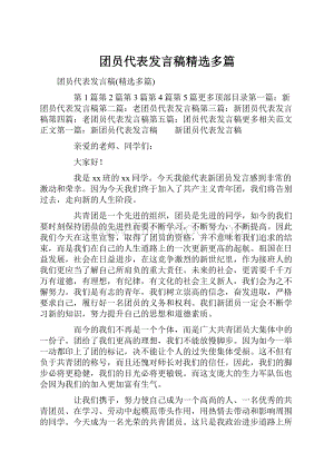 团员代表发言稿精选多篇Word下载.docx