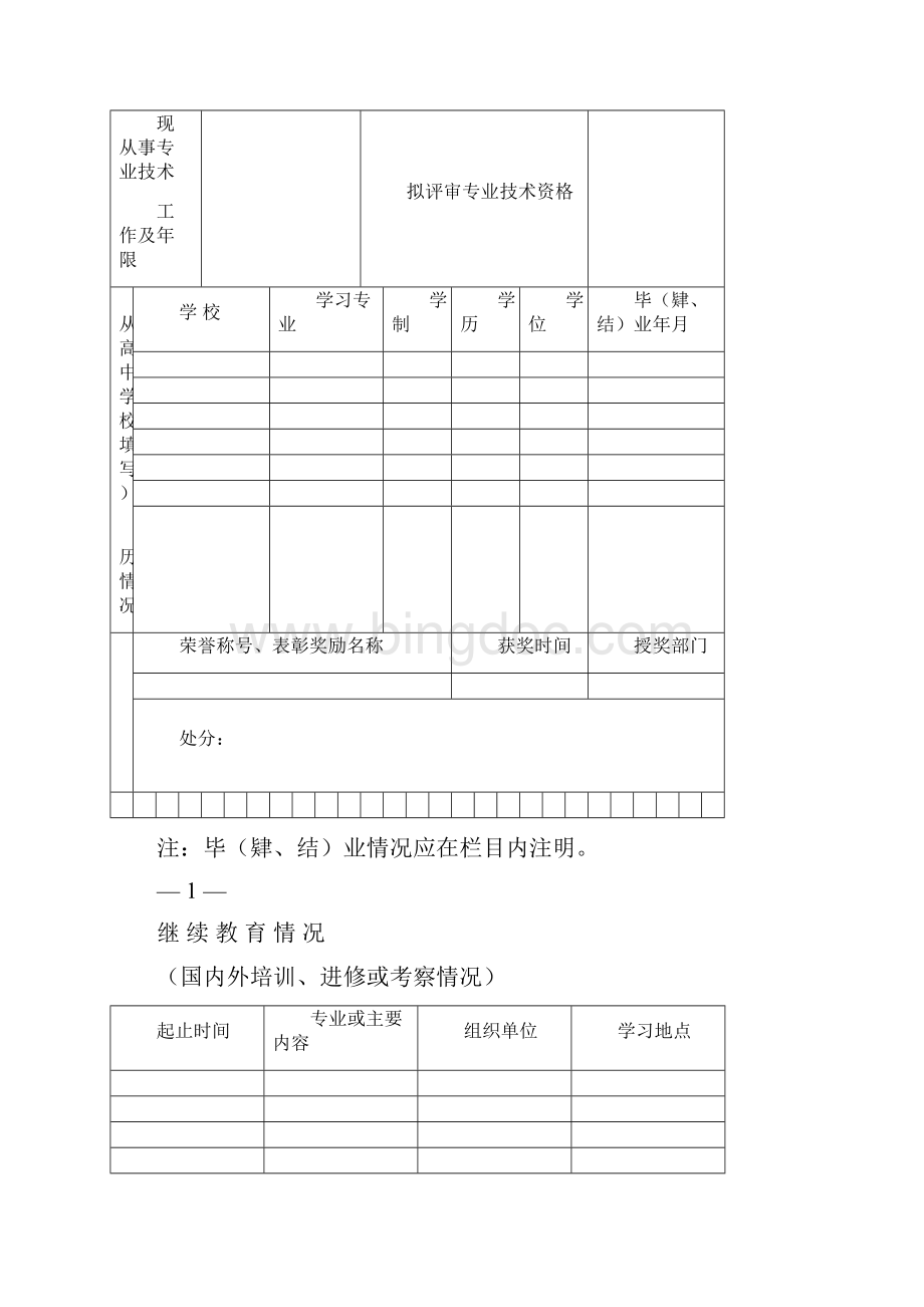 专业技术资格评审申报表Word格式.docx_第3页