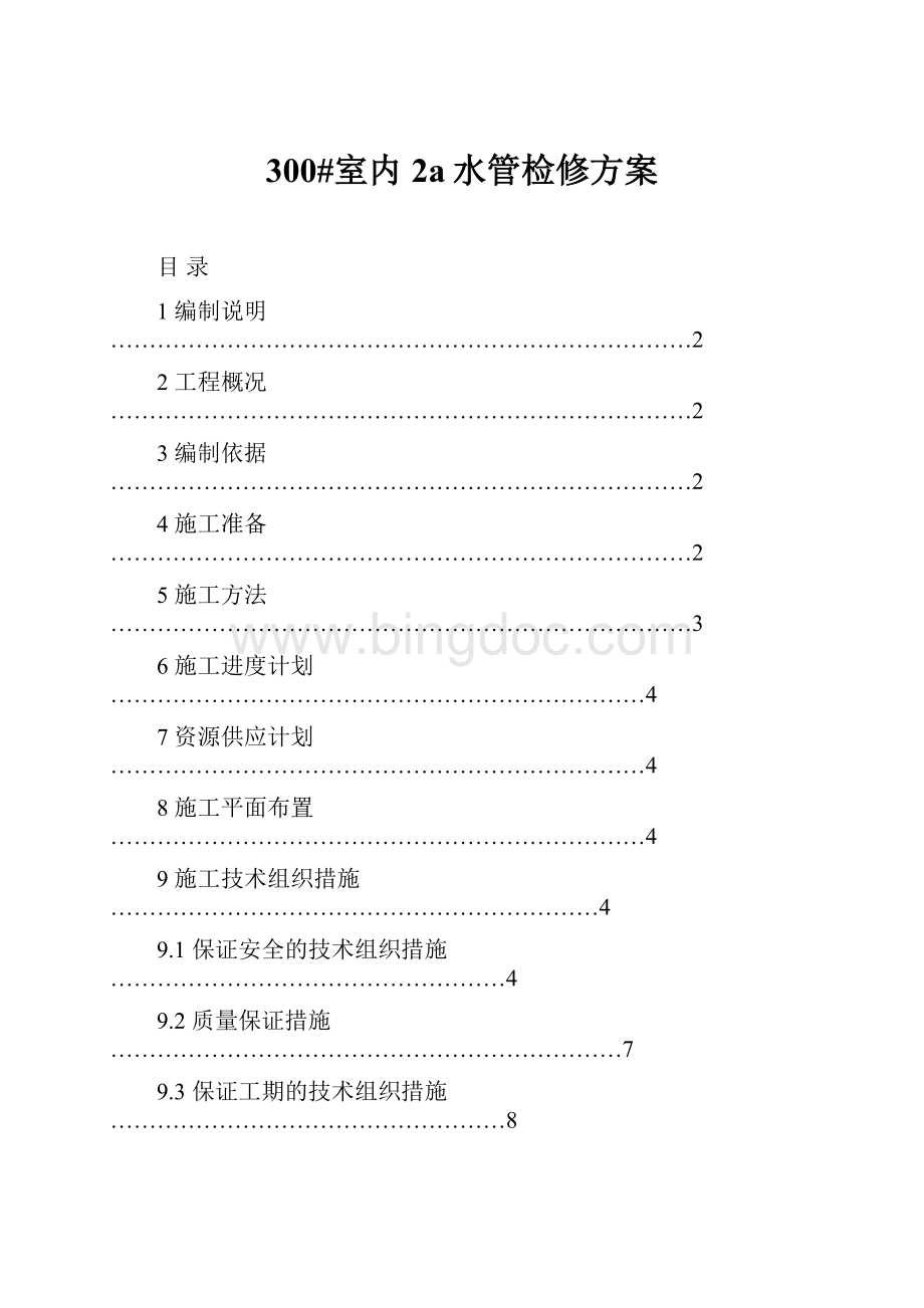 300#室内2a水管检修方案文档格式.docx