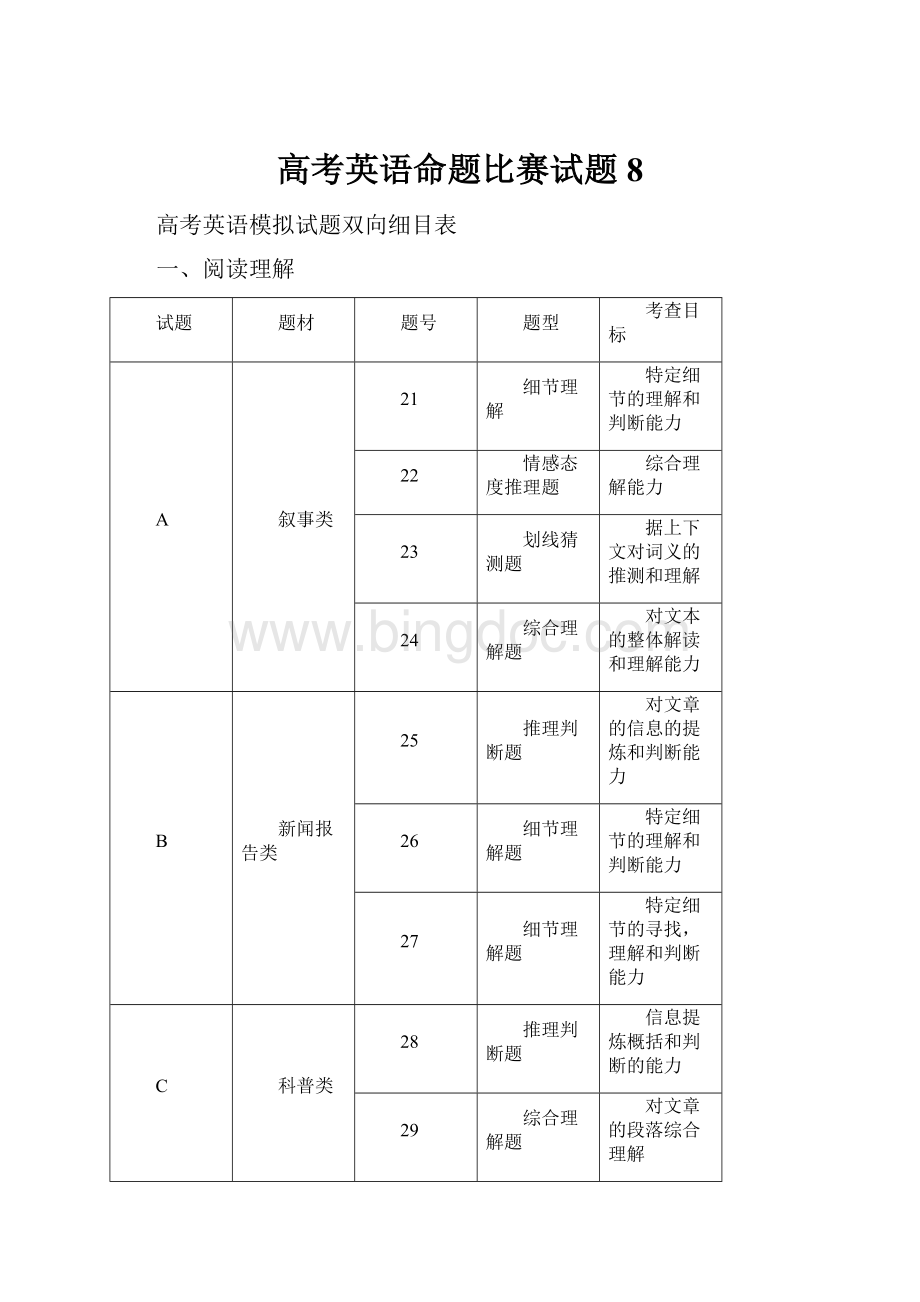 高考英语命题比赛试题8.docx_第1页