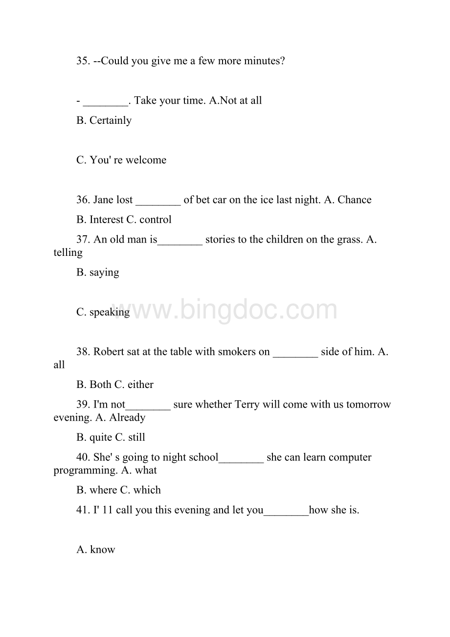 全国英语等级考试一级真题及答案.docx_第2页