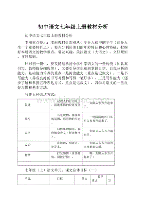 初中语文七年级上册教材分析.docx