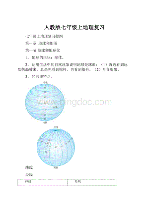 人教版七年级上地理复习.docx