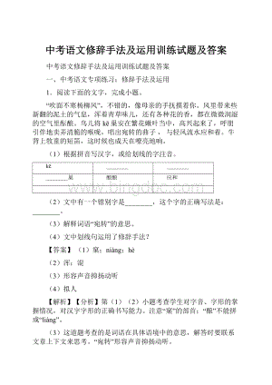 中考语文修辞手法及运用训练试题及答案.docx