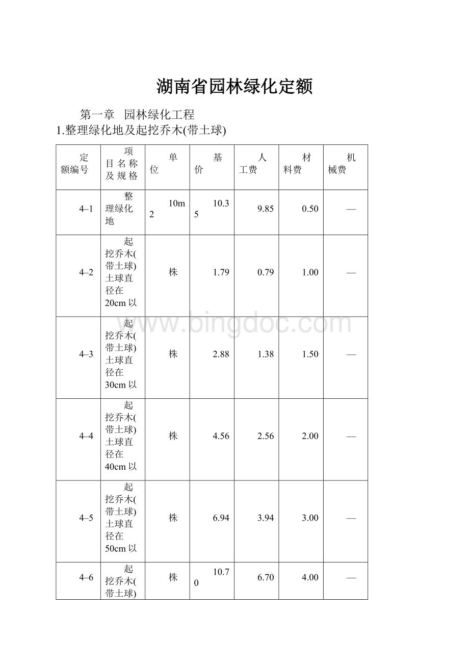 湖南省园林绿化定额.docx