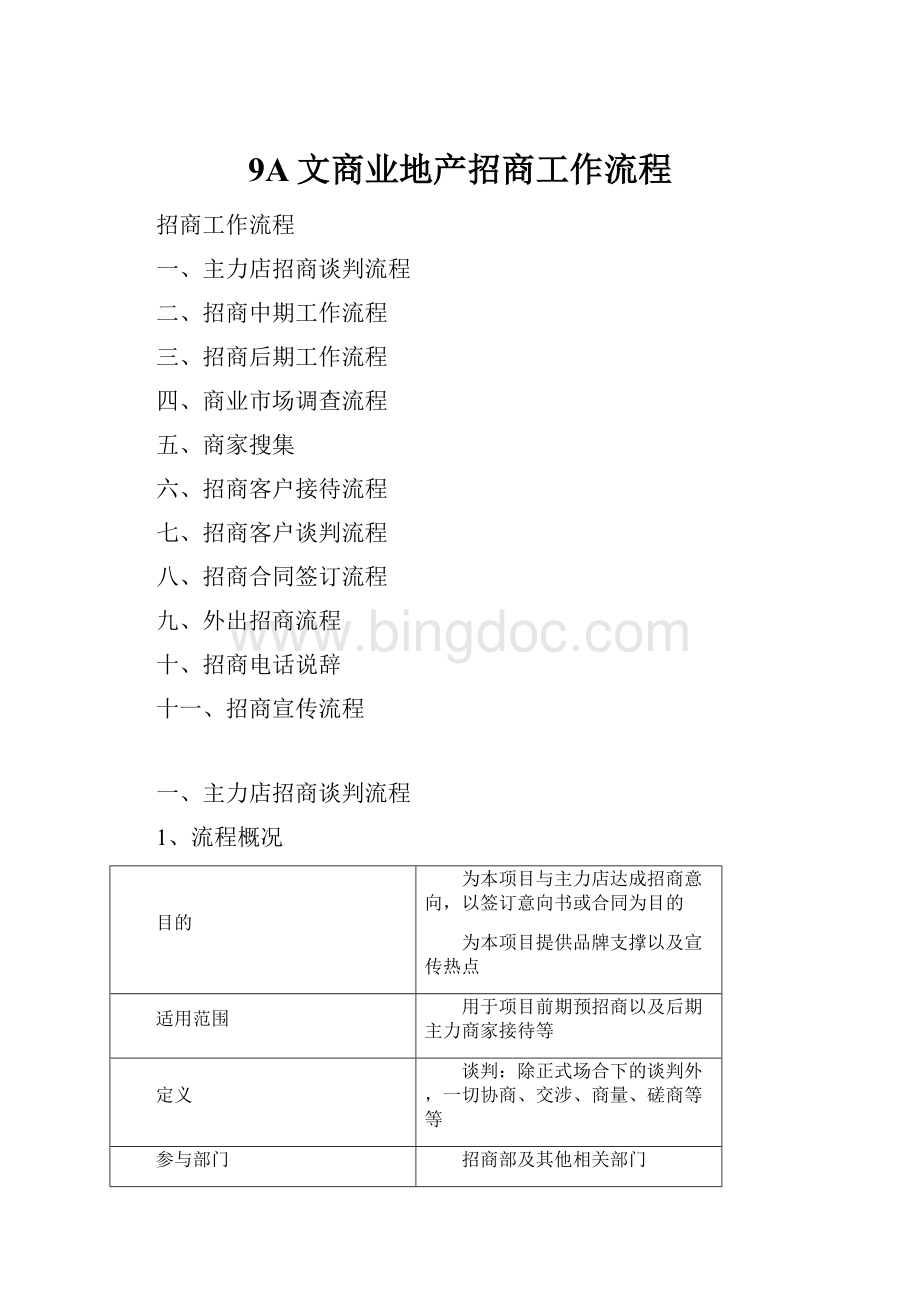 9A文商业地产招商工作流程Word文件下载.docx