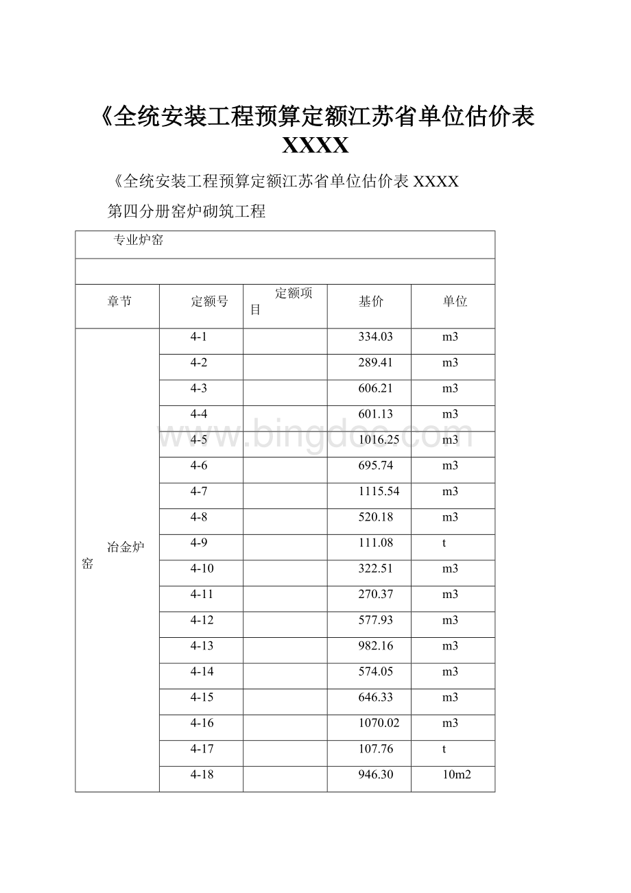 《全统安装工程预算定额江苏省单位估价表XXXX.docx