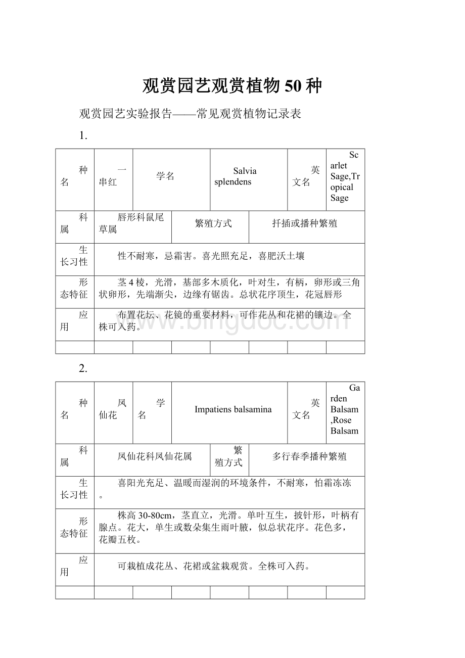 观赏园艺观赏植物50种Word格式文档下载.docx_第1页