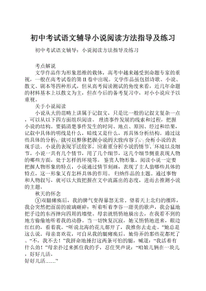 初中考试语文辅导小说阅读方法指导及练习Word下载.docx