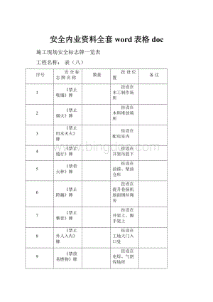 安全内业资料全套word表格docWord下载.docx