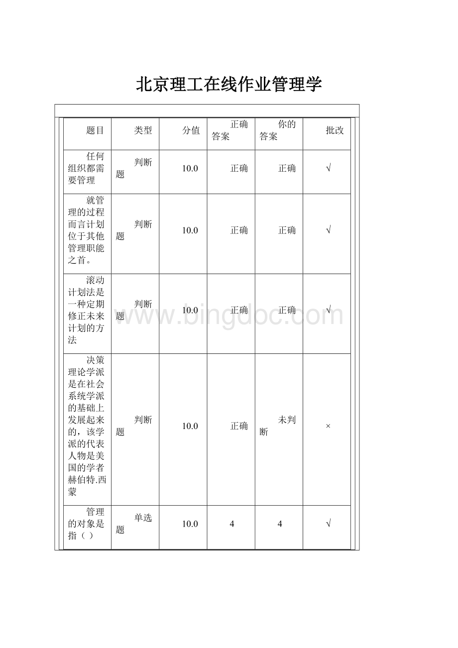 北京理工在线作业管理学.docx_第1页