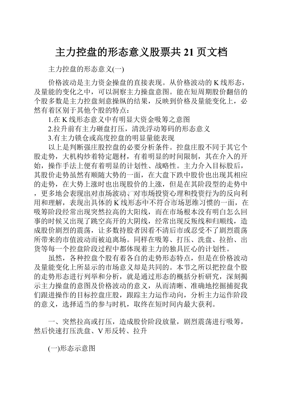 主力控盘的形态意义股票共21页文档.docx