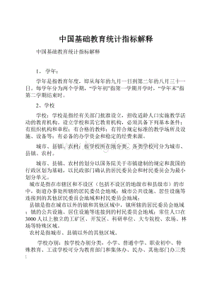 中国基础教育统计指标解释Word文档格式.docx