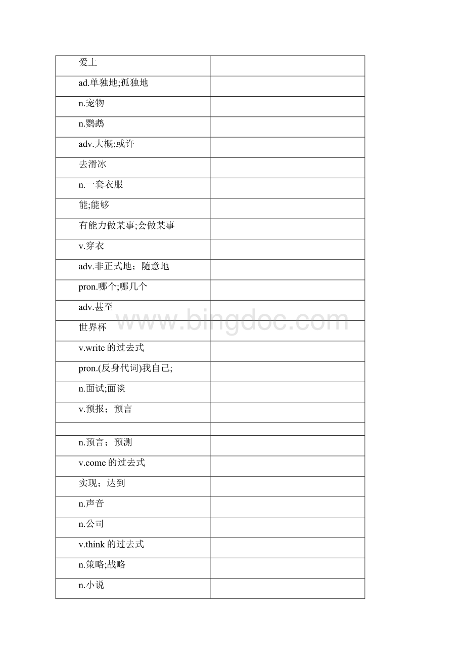 42新目标英语八年级下册单词检测卷中文卷Word文件下载.docx_第2页