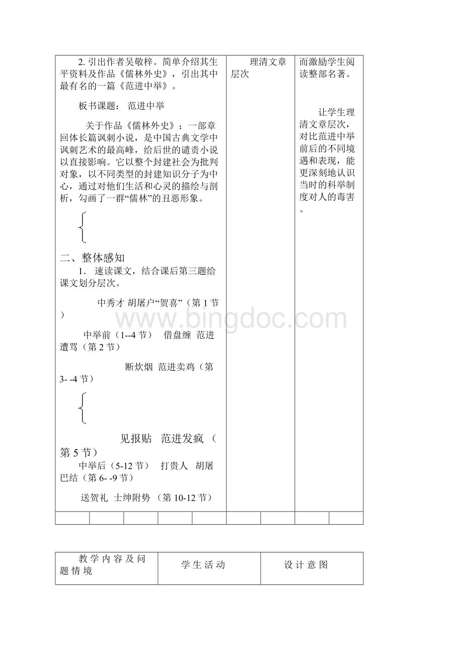 最新人教版初中语文九年级上册19范进中举公开课教学设计.docx_第2页