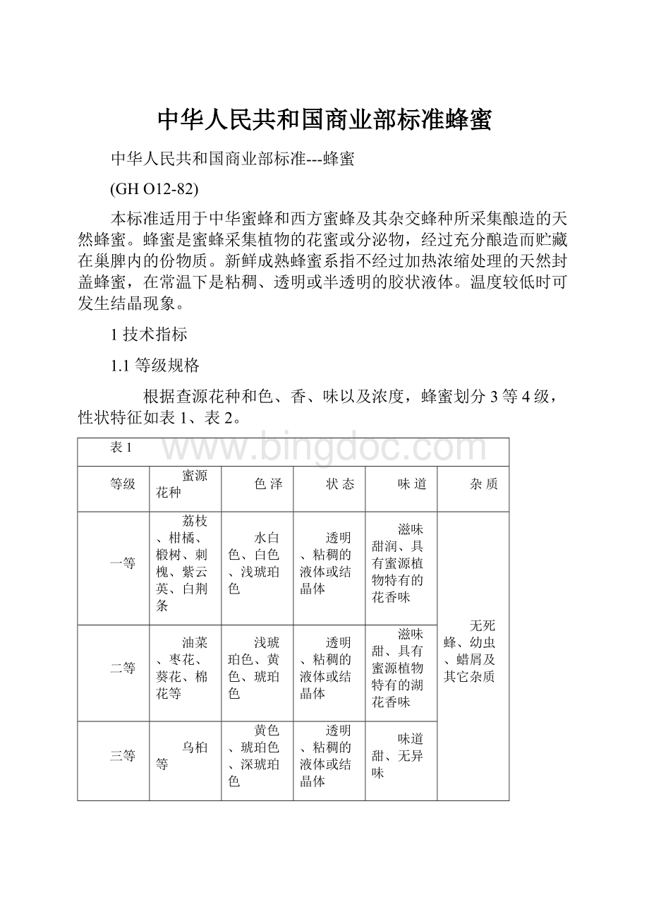中华人民共和国商业部标准蜂蜜.docx