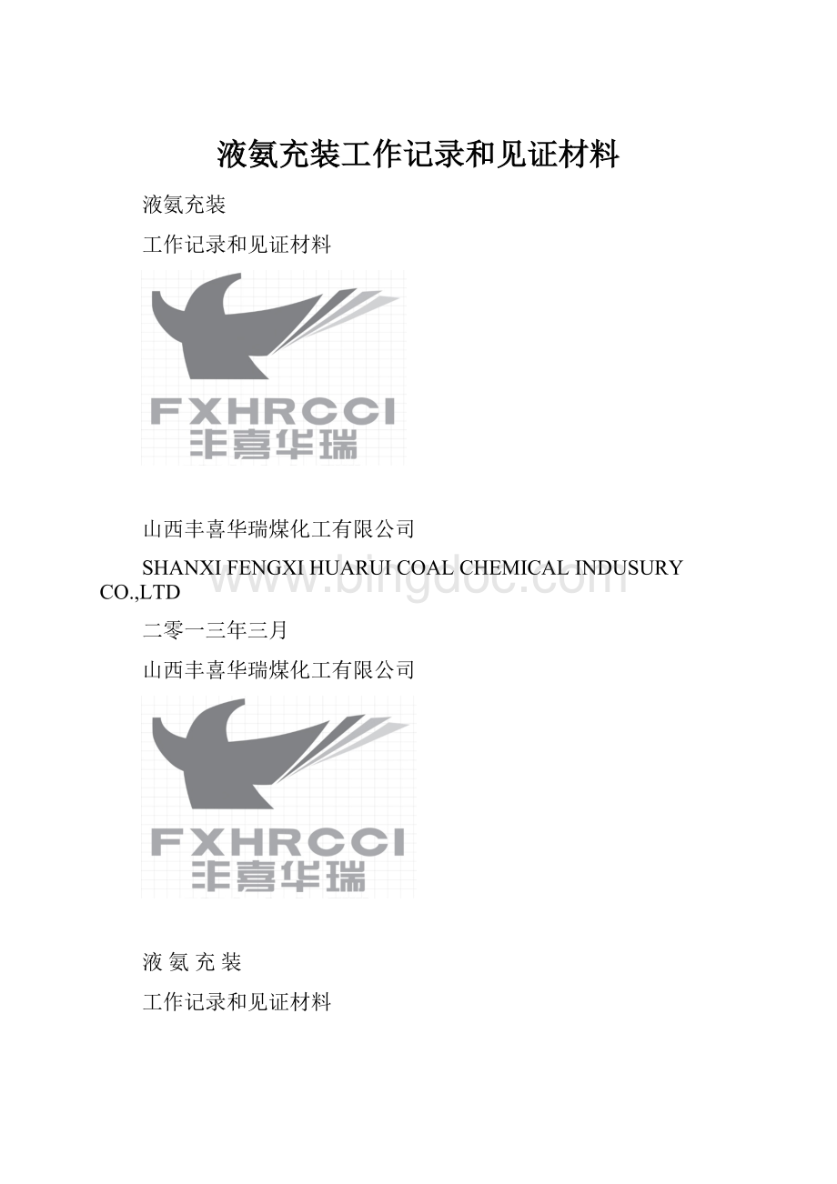 液氨充装工作记录和见证材料文档格式.docx_第1页