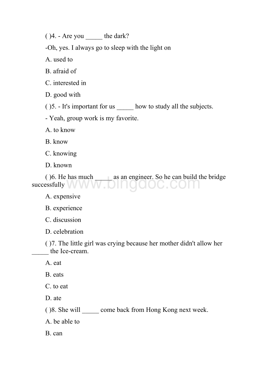 八年级上英语测试题内含答案+word版本.docx_第2页