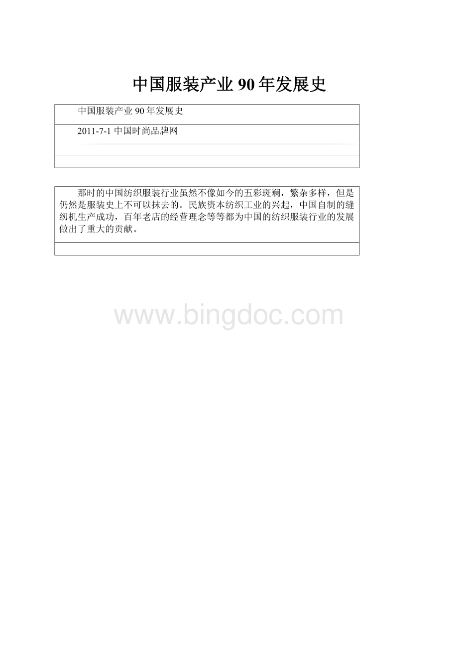 中国服装产业90年发展史Word格式.docx_第1页